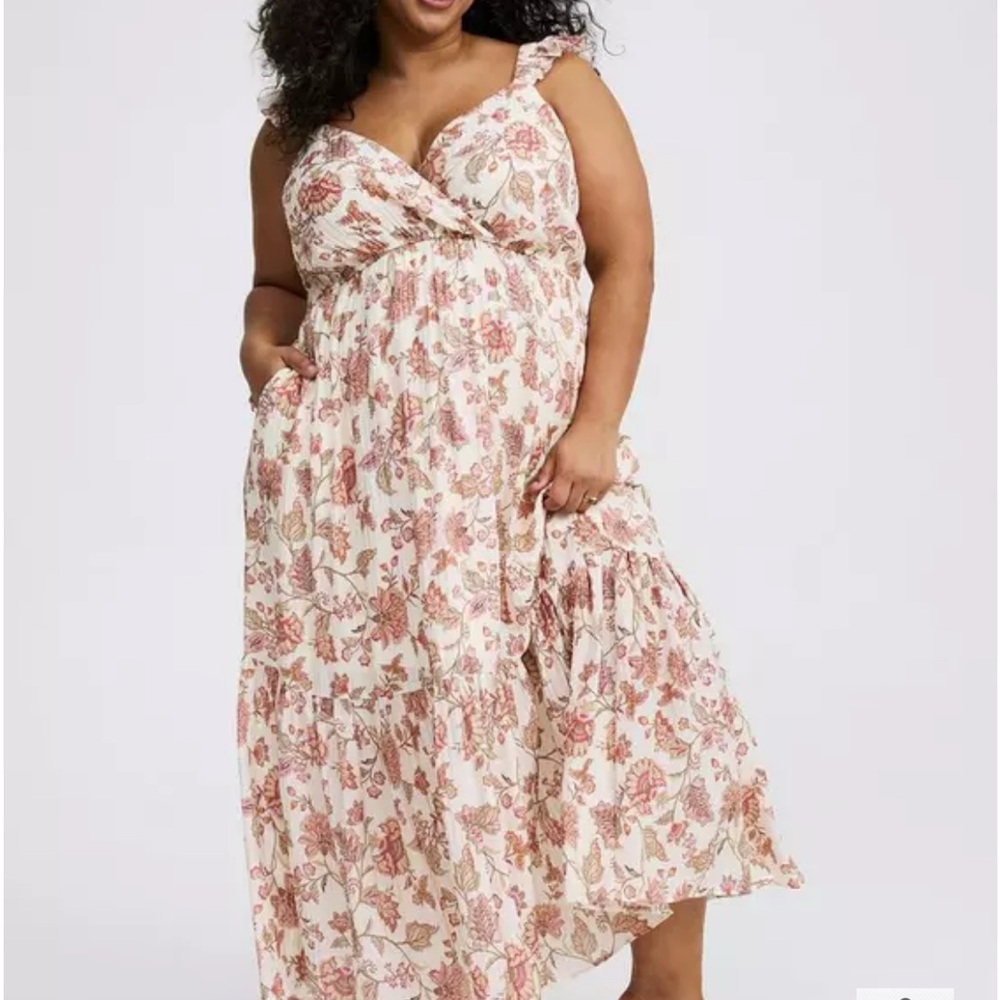 Torrid Pink and Cream Floral Maxi Dress